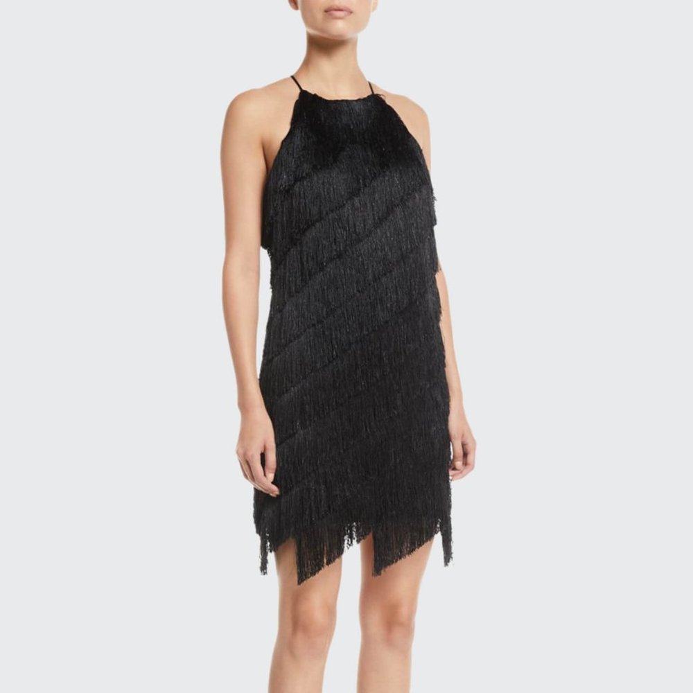 NWT CHIC HALSTON HERITAGE FRINGE COCKTAIL DRESS 8